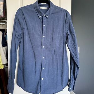Hawker Rye Blue Button Down Long Sleeve Shirt Size Large Slim Cut